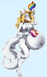  absurd_res anthro belly big_belly big_breasts breasts canid canine canis digital_media_(artwork) female freddymartin fredscloset hi_res hyper hyper_belly mammal nipples nude pregnant pregnant_female pride_color_flag solo wolf 