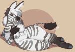  anthro big_ears breasts digital_media_(artwork) equid equine female hi_res hooves looking_at_viewer lying mammal nipples nude on_side shaded simple_background solo stripes thick_thighs unguligrade_anthro vanessa_(zebra) wamudraws wide_hips zebra 