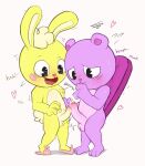 &lt;3 &lt;3_eyes anthro beaver big_penis blush bodily_fluids comparing comparing_penis cuddles_(htf) dripping duo embarrassed embarrassed_nude_male freckles genital_fluids genitals happy_tree_friends lagomorph leaking_precum leporid male male/male mammal penis penis_size_comparison penis_size_difference precum precum_drip rabbit rodent sweat tail toony toothy_(htf) trolley_cat 