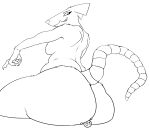  4chan absurd_res anon anonymous_artist anthro big_butt blush butt duo face_on_butt female hi_res human humanoid larger_female macro male male/female mammal monochrome murid murine nude nude_anthro rat rat_tail rodent save_the_princess size_difference sketch 