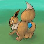  balls big_butt bodily_fluids butt eevee egg egg_from_ass egg_in_ass egg_insertion feral generation_1_pokemon genitals hi_res male nintendo oviposition pokemon pokemon_(species) pregnant pregnant_male simple_background solo teardrop tears vulnec 