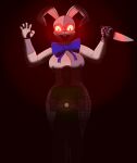  absurd_res anthro bow_tie duo female five_nights_at_freddy&#039;s glowing glowing_eyes hi_res knife lagomorph leporid male mammal open_mouth r3ptart rabbit red_eyes scottgames vanny_(fnaf) 