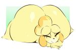 animal_crossing anthro arizonathevixen bedroom_eyes big_butt blonde_hair butt canid canine canis domestic_dog female hair hi_res huge_butt hyper hyper_butt isabelle_(animal_crossing) lying mammal narrowed_eyes nintendo nude on_front seductive shih_tzu smile solo thick_thighs toy_dog 
