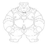  2023 anthro bear belly big_belly bulge clothing eyes_closed hi_res kemono male mammal moobs navel nipples overweight overweight_male sketch solo suishou0602 underwear 