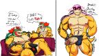  barazoku bowser bowser_jr. genitals hi_res incest_(lore) male mario_bros morgandeer muscular nintendo penis roy_(koopalings) teasing vein 