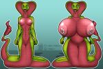  anthro big_breasts big_nipples breasts female hi_res huge_breasts huge_nipples hyper hyper_breasts hyper_nipples nipple_dip nipple_piercing nipples nippples piercing reptile scalie shake smile smirk snake solo tenkelly 