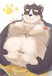  10_cosmo_24 2023 anthro belly big_belly black_nose blush bulge canid canine canis clothing domestic_dog harima hi_res humanoid_hands kemono male mammal moobs navel nipples overweight overweight_male solo tamacolle underwear 