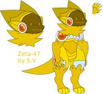  android anthro dr.skullcat female gold_(metal) hi_res machine neckfloof neckfluff protogen robot solo zeta-47_(dr.skullcat) 