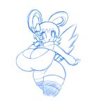  accessory anthro bailey_(kirbot12) big_breasts bow_ribbon breasts clothed clothing emolga female generation_5_pokemon hair hair_accessory hair_bow hair_ribbon hi_res huge_breasts kirbot12 legwear monochrome nintendo pokemon pokemon_(species) ribbons simple_background solo stockings sweater topwear white_background 