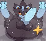  absurd_res animal_genitalia animal_penis anthro balls barbed_canine_penis big_balls big_butt big_penis black_body black_fur blue_pawpads blue_penis bodily_fluids butt canine_genitalia canine_penis claws cute_fangs erection feet felid fur generation_4_pokemon generation_7_pokemon genitals hi_res hybrid hybrid_genitalia hybrid_penis hybrid_pokemon kaffii knot legendary_pokemon looking_at_viewer luxora luxray male mammal nintendo pawpads penile_spines penis pokemon pokemon_(species) presenting presenting_hindquarters red_eyes smile solo sweat sweaty_balls sweaty_butt sweaty_genitalia yellow_eyes zeraora 