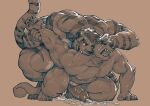  anthro big_muscles big_penis bite black_hair curtis_wuedti duo felid genitals hair hard_sex humanoid male male/male mammal multicolored_hair muscular pantherine penis stripes submissive tiger two_tone_hair 