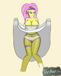  absurd_res anthro big_breasts breasts clothing dress egg_vibrator equid equine female fluttershy_(mlp) friendship_is_magic hasbro hi_res hidden_vibrator horse legwear looking_away mammal my_little_pony pantyhose pony sex_toy solo theblueorc vibrator vibrator_hip_strap wedding_dress 