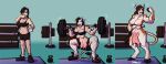  anthro athletic athletic_female barbell big_breasts biobasher black_hair bodily_fluids bovid bovine breast_expansion breast_growth breasts cattle clothing cloven_hooves exercise expansion female flexing footwear growth hair hi_res hooves horn human_to_anthro lactating mammal milk multi_breast multi_nipple nipples nude shoes smile solo species_transformation squats teats transformation udder_growth udders wardrobe_malfunction weightlifting weights workout 