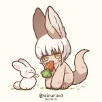  1:1 2023 :3 ambiguous_gender anthro artist_name big_ears biped black_pupils blush blush_stickers carrot colored crouching digital_media_(artwork) duo eating eating_food feral flower fluffy fluffy_ears fluffy_tail food fur grass hair horizontal_pupils inner_ear_fluff kemono lagomorph larger_ambiguous larger_anthro leporid long_ears looking_at_another made_in_abyss mammal minaruxd monotone_body monotone_ears monotone_fur monotone_hair monotone_tail mouth_hold nanachi narehate nude object_in_mouth pink_inner_ear plant pupils quadruped rabbit scut_tail semi-anthro short_hair short_tail simple_background sitting size_difference smaller_ambiguous smaller_feral tail tan_body tan_ears tan_fur tan_tail tuft vegetable whiskers white_background white_body white_ears white_fur white_hair white_inner_ear white_inner_ear_fluff white_tail yellow_eyes 