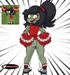  bottomless butt cheerleader cheerleader_outfit clothed clothing electronic_arts female genitals hi_res humanoid looking_back misterpengui no_underwear partially_clothed plants_vs._zombies popcap_games pussy simple_background solo undead zombie zombie_(plants_vs_zombies) 