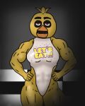  abs animatronic anthro avian beak biceps big_breasts bird breasts chica_(fnaf) chicken clothed clothing digital_drawing_(artwork) digital_media_(artwork) female five_nights_at_freddy&#039;s flippyroll galliform gallus_(genus) humanoid looking_at_viewer machine meme muscular muscular_anthro muscular_female open_mouth phasianid robot scottgames shaded shitpost simple_background simple_shading solo 