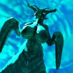  3d_(artwork) animal_humanoid anthro big_breasts breasts digital_media_(artwork) female genitals glowing hi_res humanoid kelmatton leviathan looking_at_viewer marine nipples nude pussy sea_emperor_leviathan_(subnautica) simple_background solo subnautica tentacles underwater unknown_worlds_entertainment water 