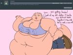  2018 4:3 5_fingers anthro areola ask_blog barely_visible_nipples batspid2 belly big_belly big_breasts bottomwear breasts clothing crop_top cutoffs denim denim_clothing dialogue digital_drawing_(artwork) digital_media_(artwork) exclamation eyebrows eyelashes female fingers flabby_arms flat_colors frill_(anatomy) head_crest head_frill juna_(batspid2) lizard membrane_(anatomy) membranous_frill morbidly_obese morbidly_obese_anthro morbidly_obese_female navel nipple_outline nipples obese obese_anthro obese_female overweight overweight_anthro overweight_female pink_background pink_body pink_skin purple_eyes raised_eyebrow reptile scalie shirt shorts simple_background solo tail tight_clothing topwear torn_bottomwear torn_clothing torn_topwear wide_hips 