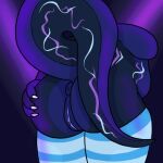  anthro anus big_butt breasts butt clothing female female/female glowing ignoble_illustrations legwear nightclub reptile scalie snake solo solo_focus strip_club tail thick_tail thick_thighs thigh_highs venus_cobra wide_hips zero_pictured 