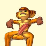  abs anthro athletic athletic_male balls big_balls big_penis clothing dominant dominant_male emit foreskin genitals gesture gloves handwear hi_res lombax male mammal muscular muscular_anthro muscular_male penis pointing pointing_at_self presenting presenting_penis ratchet ratchet_and_clank saggy_balls small_but_hung solo sony_corporation sony_interactive_entertainment thick_penis 