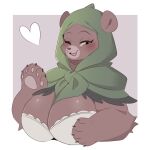  &lt;3 anotherbearsimp anthro bear big_breasts breasts brown_body brown_fur claws cleavage clothed clothing eyelashes female fur furgonomics gesture hi_res hood looking_at_viewer mama_mellow_(anotherbearsimp) mammal mature_anthro mature_female one_eye_closed open_mouth open_smile pawpads simple_background smile solo waving waving_at_viewer wink winking_at_viewer 