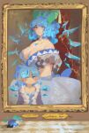  3girls blizzomos blue_eyes breasts cirno dress gem highres ice ice_wings jewelry large_breasts medium_hair multiple_girls necklace pendant portrait queen ribbon smile touhou wings 