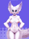  animated anthro blep blizzard_entertainment bloominglynx blue_eyes bouncing breasts canid canine dancing espiozx female fox fur mammal nipples pink_nipples solo tongue tongue_out vulpera warcraft white_body white_fur 