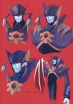  1boy animal_ears bat_ears collage colored_sclera commentary_request dated facial_hair goatee highres male_focus mega_man_(series) mega_man_battle_network mustache red_background red_eyes shademan.exe solo tsuchibori vampire yellow_sclera 