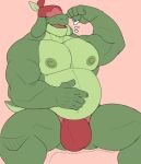  anthro anthrofied appletun bulge castrodour clothing flexing generation_8_pokemon green_body hi_res male musclegut muscular muscular_anthro muscular_male nintendo nipples pecs pokemon pokemon_(species) solo underwear 