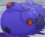  anthro big_breasts blueberry_inflation breasts delphox female garuda_six generation_6_pokemon huge_belly huge_breasts inflation leaking nintendo pokemon pokemon_(species) solo stella_(garuda_six) 