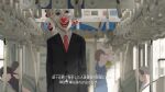  black_suit clown_mask clown_nose fake_screenshot formal ground_vehicle horror_(theme) lost_property_control_organization_(samidare) mask monster red_tie samidare_(hoshi) subtitled suit tall tall_male train train_interior 