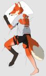  absurd_res anthro biped bottomwear canid canine claws clothing eyes_closed fox fur fur_growth gardenhead growth hi_res human human_to_anthro male mammal orange_body orange_fur sleeping solo species_transformation tail_growth topwear torn_bottomwear torn_clothing torn_topwear transformation 