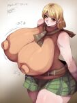  1girl ashley_graham blonde_hair breasts covered_nipples gigantic_breasts highres huge_breasts huge_nipples impossible_clothes impossible_shirt large_areolae large_breasts looking_at_viewer nipples puffy_nipples resident_evil resident_evil_4 shirt tight tight_shirt tsuyomayo 
