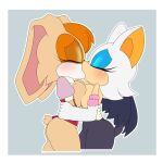  abstract_background anthro bat bottomless clothed clothing duo embrace eyes_closed female female/female gloves handwear hi_res kissing lagomorph leporid lluanhyperzero mammal membrane_(anatomy) membranous_wings rabbit rouge_the_bat sega sonic_the_hedgehog_(series) topless vanilla_the_rabbit wings 