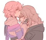  2girls blush closed_eyes closed_mouth facing_another grey_hair hand_on_another&#039;s_cheek hand_on_another&#039;s_face heart honkai:_star_rail honkai_(series) kiss kissing_forehead kuva5z long_sleeves march_7th_(honkai:_star_rail) medium_hair multiple_girls pink_hair short_hair sketch stelle_(honkai:_star_rail) trailblazer_(honkai:_star_rail) yuri 