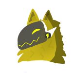  ambiguous_gender anthro fur headshot_portrait hi_res lunar_proto machine male portrait protogen protogen_visor smile solo yellow_body yellow_eyes yellow_fur 