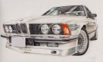  bmw bmw_3_series car colored_pencil_(medium) license_plate motor_vehicle no_humans original simple_background sports_car traditional_media twitter_username vehicle_focus white_background white_car yasuyuki3080 