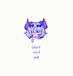  1girl blue_hair blush_stickers brown_horns character_request closed_eyes closed_mouth crying diadem english_text eyelashes frown head_only highres horns kissingbrig overwatch short_hair solo streaming_tears tears white_background 