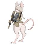  anthro assault_rifle bottomless clothed clothing fur gun hair ham_chun_chun hi_res holding_gun holding_object holding_weapon jacket long_hair male mammal mouse murid murine mutugorou_u open_mouth ranged_weapon rifle rodent simple_background solo standing tail topwear weapon white_background white_body white_fur white_hair yellow_eyes 