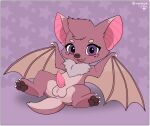  alpha_channel animal_genitalia anus balls bat border feral fruit_slice_(yurusa) fur genitals hi_res lying male mammal membrane_(anatomy) membranous_wings on_back pawpads paws penis pink_body pink_fur presenting purple_eyes sheath solo transparent_border wings xenoyia_(artist) 