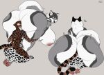  anthro artist_name big_breasts big_butt black_spots breasts brown_body butt canid duo female glistening glistening_eyes grey_background hi_res huge_breasts huge_butt kneeling mammal markings motion_lines mouth_closed nipples nude pawpads red_nipples red_pawpads roobin roobin_(character) simple_background spots spotted_arms spotted_back spotted_legs spotted_markings spotted_tail standing stinkface tail tail_markings vore white_body yellow_eyes 