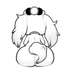  1:1 2023 anthro big_butt biped bird_dog black_and_white box_(hajimeyou654) butt canid canine canis cavalier_king_charles_spaniel digital_drawing_(artwork) digital_media_(artwork) domestic_dog female flower_garland garland hunting_dog jewelpet jewelry mammal monochrome necklace nude rear_view sanrio sapphie simple_background solo solo_focus spaniel tail toy_dog 