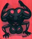  2023 3_eyes 4_fingers all_fours artist_name big_breasts big_butt black_body black_skin breasts bubble_butt butt curvy_figure demon demon_humanoid feet female fingers hi_res hooves huge_breasts huge_butt humanoid looking_at_viewer looking_up looking_up_at_viewer monster monstrous_humanoid multi_eye nude parasitedeath red_background red_eyes shadow_creature shadow_humanoid signature simple_background solo thick_thighs traditional_media_(artwork) voluptuous wide_hips 
