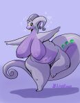  &lt;3 2023 2_toes antennae_(anatomy) anthro areola belly big_breasts breasts curled_tail dragon feet female full-length_portrait generation_6_pokemon genitals goodra green_eyes hanging_breasts hi_res huge_breasts long_tail navel nintendo nude on_one_leg overweight overweight_anthro overweight_female pokemon pokemon_(species) portrait puffy_areola purple_body pussy slime smile solo standing star_pupils tail thick_thighs toes vikhop wide_hips 