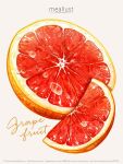  artist_name english_text food food_focus fruit grapefruit haruna_macpro highres no_humans original simple_background sparkle water_drop white_background 