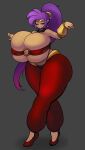  big_breasts big_butt blue_eyes breasts butt cleavage clothed clothing ear_piercing ear_ring female genie hair hi_res huge_breasts huge_butt huge_thighs humanoid humanoid_pointy_ears hyper hyper_breasts hyper_butt hyper_thighs narrowed_eyes one_eye_closed piercing purple_hair ring_piercing shadow shantae shantae_(series) simple_background smile solo thick_thighs under_boob wayforward wide_hips wink yboon 