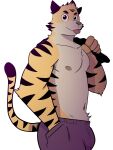  anthro clothed clothing felid hi_res male mammal manu_(t0l0k) muscular muscular_male pantherine shirt solo t0l0k tank_top tiger tongue tongue_out topless topwear 