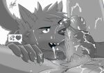  &lt;3 2022 abs anthro anthro_on_anthro balls bodily_fluids canid canine canis cum cum_covered cum_on_face cum_on_self digital_media_(artwork) duo erection eyebrows foreskin fur genital_fluids genitals glans greyscale holding_penis humanoid_genitalia humanoid_penis licking male male/male mammal messy monochrome navel nude open_mouth open_smile oral penile penis penis_lick pictographics pubes retracted_foreskin sex signature smile tail teeth tongue tongue_out vein veiny_penis wolf zen_crael 