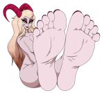  5_toes barefoot breasts countershade_feet countershading demon feet female foot_ninja15 hazbin_hotel hi_res horn humanoid humanoid_feet lilith_magne_(hazbin_hotel) longhair makeup nude plantigrade soles solo toes 