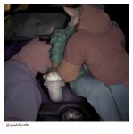  anthro arches_(game) arturo_herrera bear beverage cameron_wilson canid canine canis canon_couple car clothed clothing coyote detailed_background devon_ortega digital_media_(artwork) digital_painting_(artwork) drinking drinking_straw echo_(series) echo_project embrace felid feline fully_clothed group hi_res humor jaguarundi kissing male male/male mammal neck_tuft night on_car photo polaroid_photo romantic romantic_couple sitting starbucks stoatallynate trio tuft vehicle 